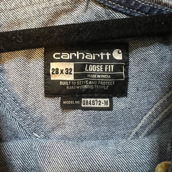 Carhartt loose fit Blue Denim Overalls size 28X30 (P226) - Picture 10 of 11
